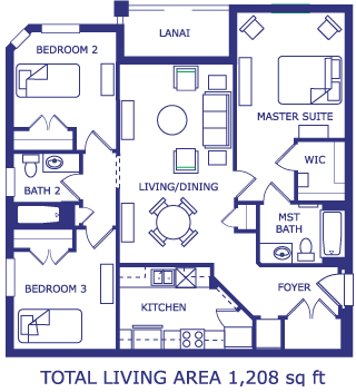 3 bed condo floor plan