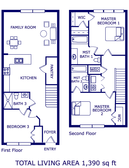 Orlando townhomes floor plan.